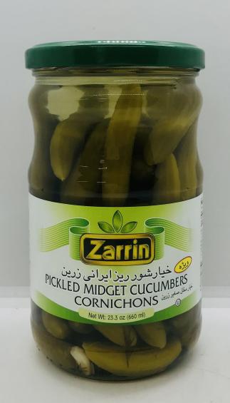 Zarrin Pickled Midget Cucumbers 660mL.