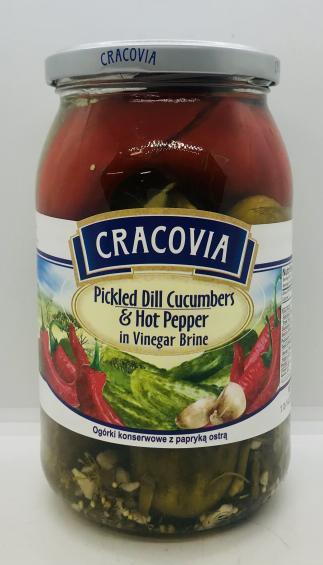 Cracovia Dill Cucumbers & Hot Pepper 860g.