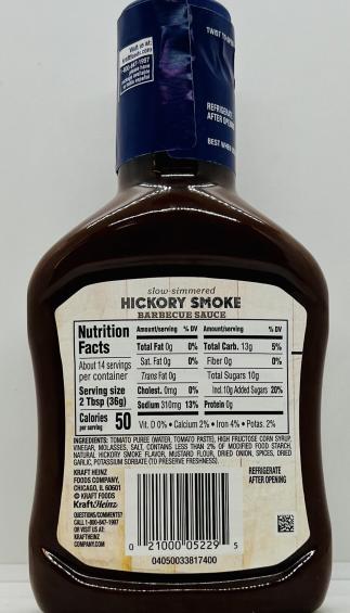 Kraft Hickory Smoke Barbecue Sauce 496g.