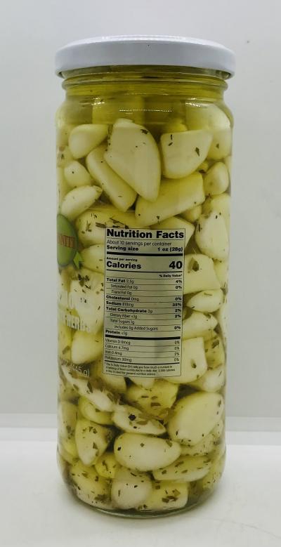 Sanniti Garlic Cloves in Oil w. Herbs 445g.