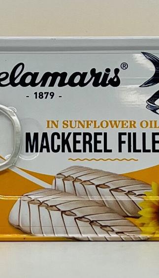 Delamaris Mackerel Fillets in Sunflower Oil 125g.