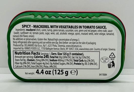 Delamaris Mackerel Spicy 125g.