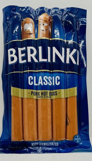 Berlinki Pork Hot Dogs 250g.