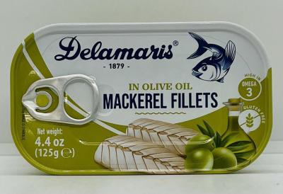 Delamaris Mackerel Fillets in Olive Oil 125g.