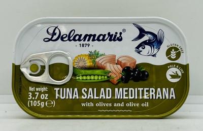 Delamoris Tuna Salad Mediterana w. Olives 105g.