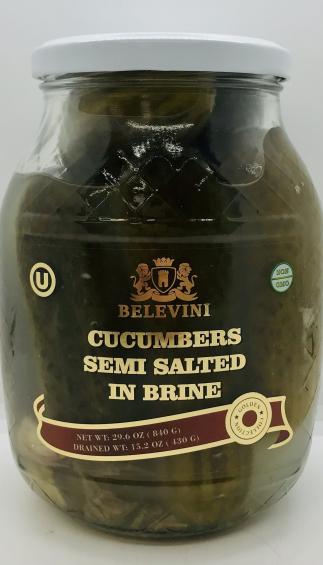 Belevini Cucumbers Semi Salted in Brine 840g.