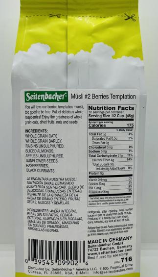 Seitenbacher Muesli Berries Temptation 454g.