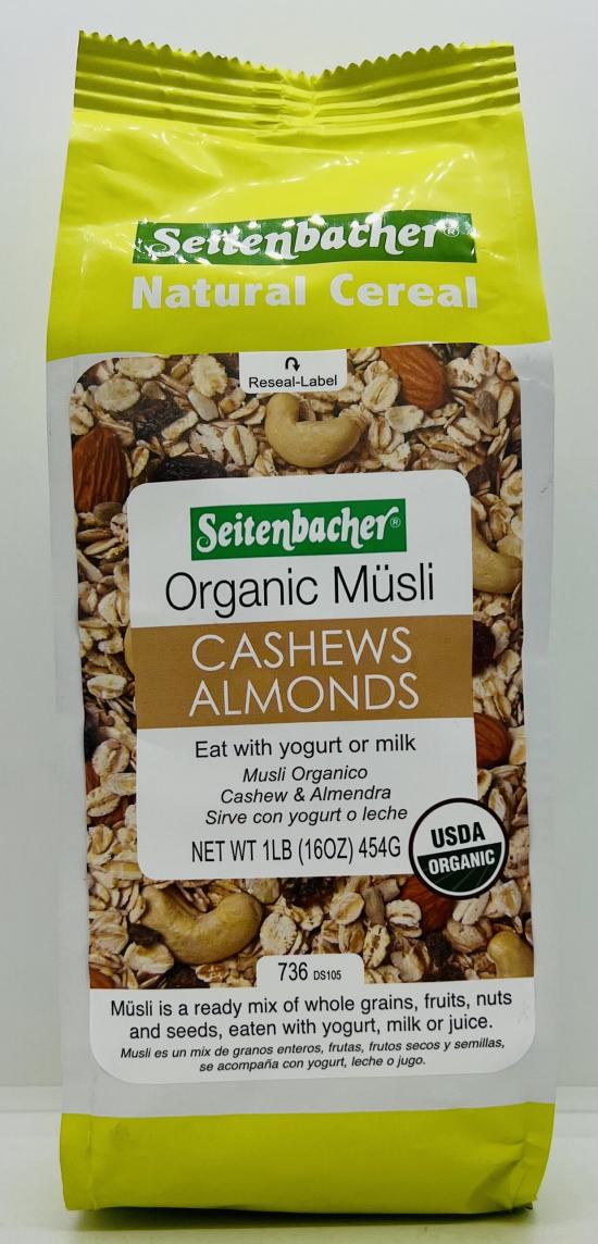 Seitenbacher Organic Musli Cashews Almonds 454g.