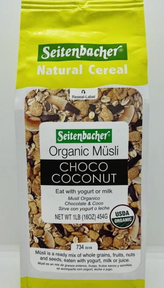 Seitenbacher Organic Musli Choco Coconut 454g.