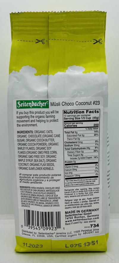 Seitenbacher Organic Musli Choco Coconut 454g.