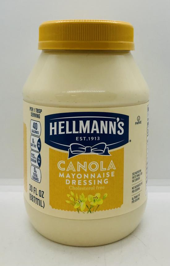 Hellmann's Canola Mayonnaise Dressing 887mL.