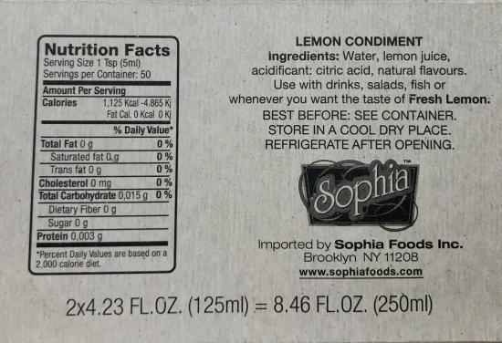 Sophia Squeezed Lemon 250mL.