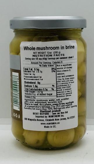 Raureni Whole Mushrooms in Brine 280g.