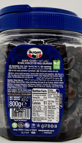 Ikram Premium Black Olives 800g.