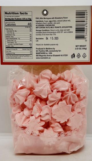 Meringues w. Strawberry Flavor 100g.