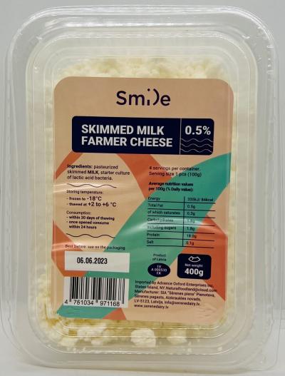 Smile Skimmed Milk Farmer Cheese 400g.