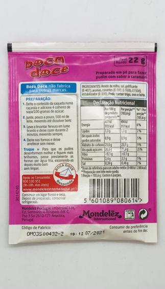 Boca Doce Pudding Powder Caramelo 22g