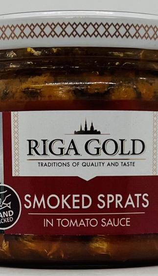 Riga Gold Smoked Sprats in Tomato Sauce 250g.