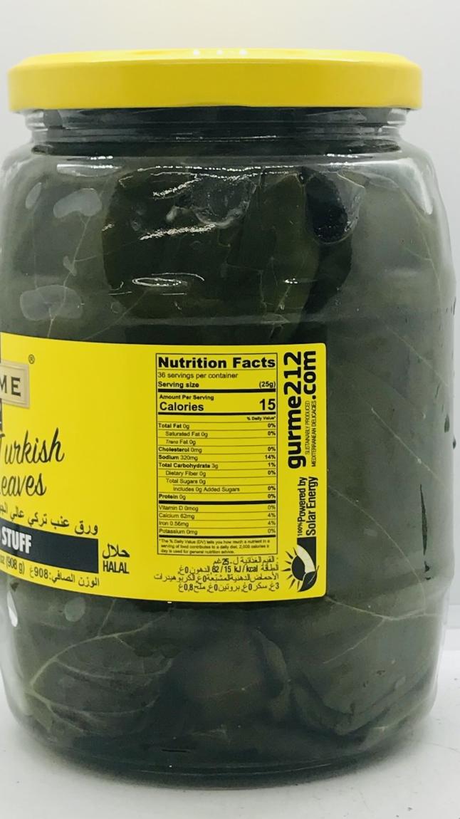 Gurme 212 Premium Turkish Grape Leaves 908g.