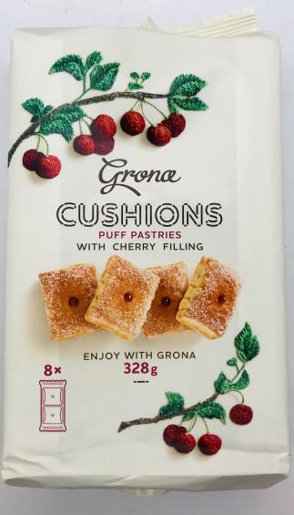 Grona Cushions Puff Pastries w. Cherry Filling 328g.