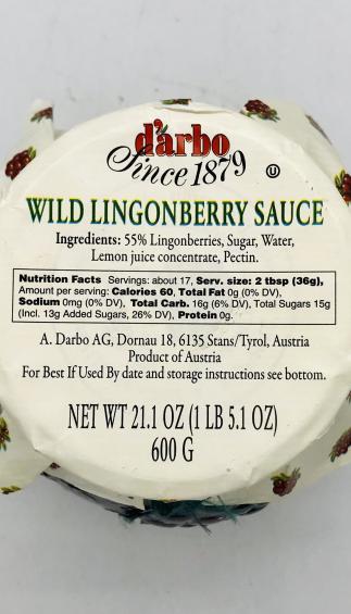 Darbo Wild Lingonberry Sauce 600g.