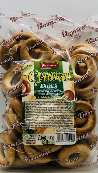 Franzeluta Crisp Bread Rings & Mint Taste 500g.