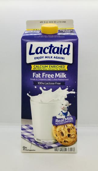 Lactaid Fat free Milk 1/2Gal Calcium Enriched