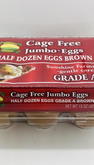 Sunshine Cage Free 6 Eggs Jumbo