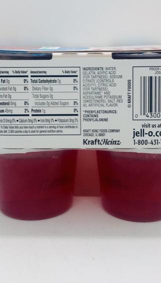 Jell-O Strawberry gelatin snacks Sugar free (356g.)