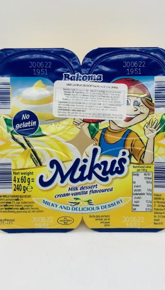 Bakoma Mikus Vanilla Milk Dessert 4PK 240g