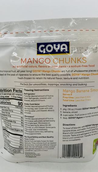 Goya Mango Chunks Fresh Frozen 454g