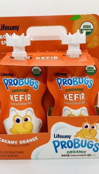 Lifeway Probugs Organic Kefir creamy orange 416 mL.