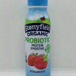 Stonyfield Organic probiotic strawberry smoothie 296mL.