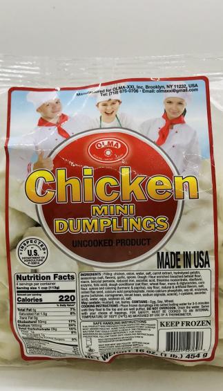 Olma Chicken Mini Dumplings Keep Frozen 454g