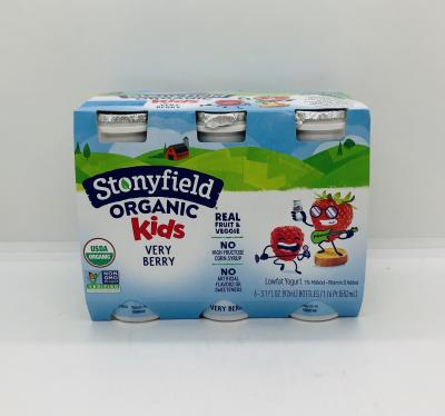 Stonyfield Organic probiotic very berry smoothie 552mL.