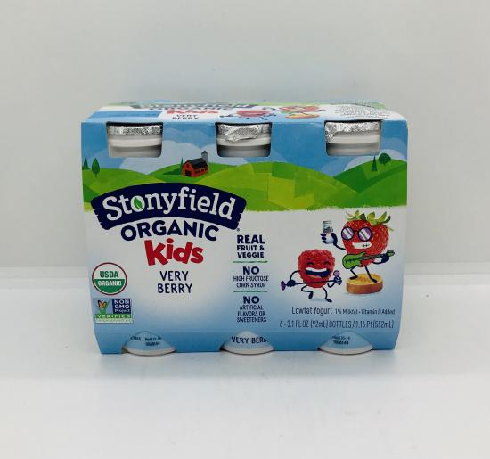 Stonyfield Organic probiotic very berry smoothie 552mL.