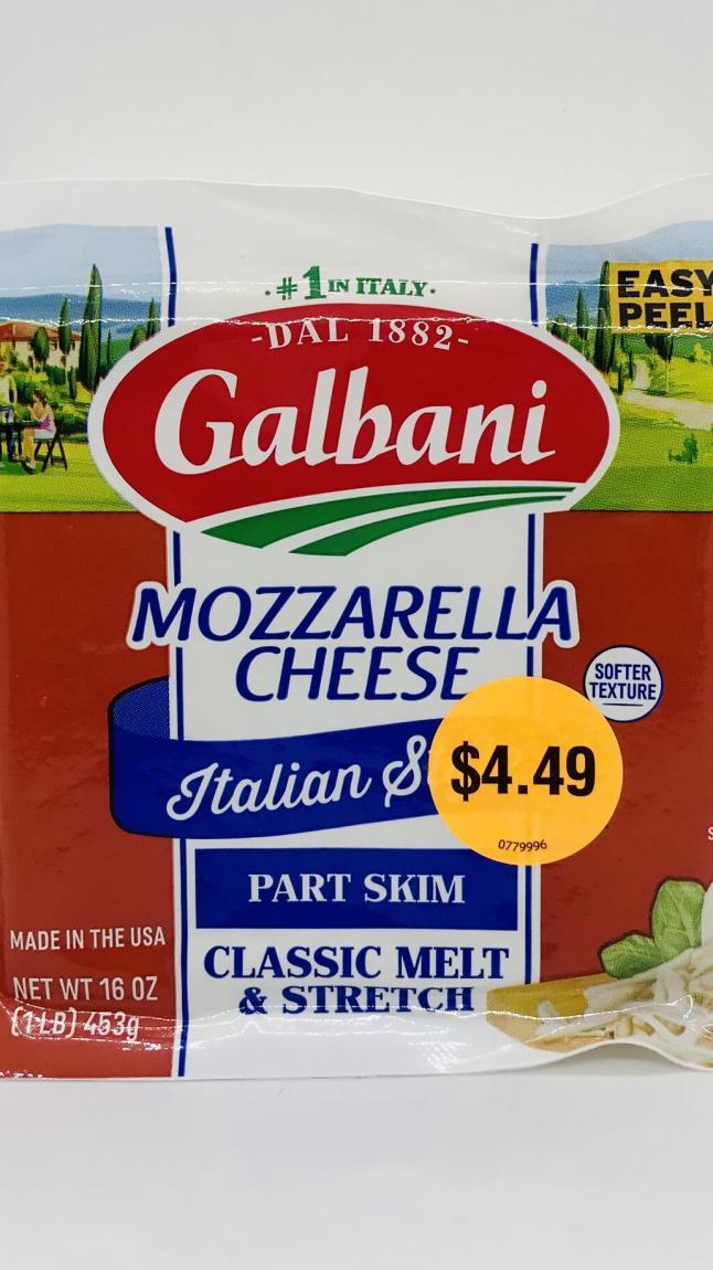 Galbani Mozzarella Part skim 453g.