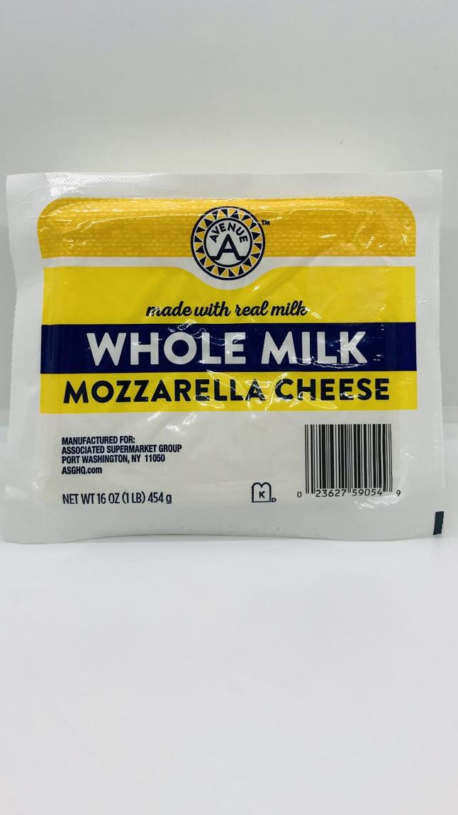 Avenue Mozzarella  Whole Milk 1Lb 454g.