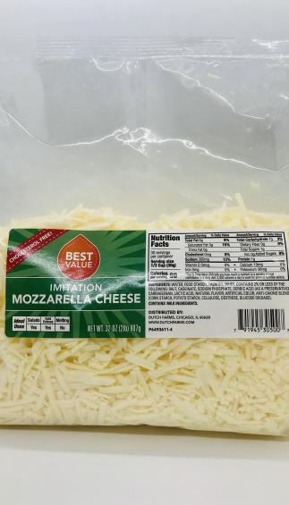 Best Value Imitation  Mozzarella 2Lb 907g.