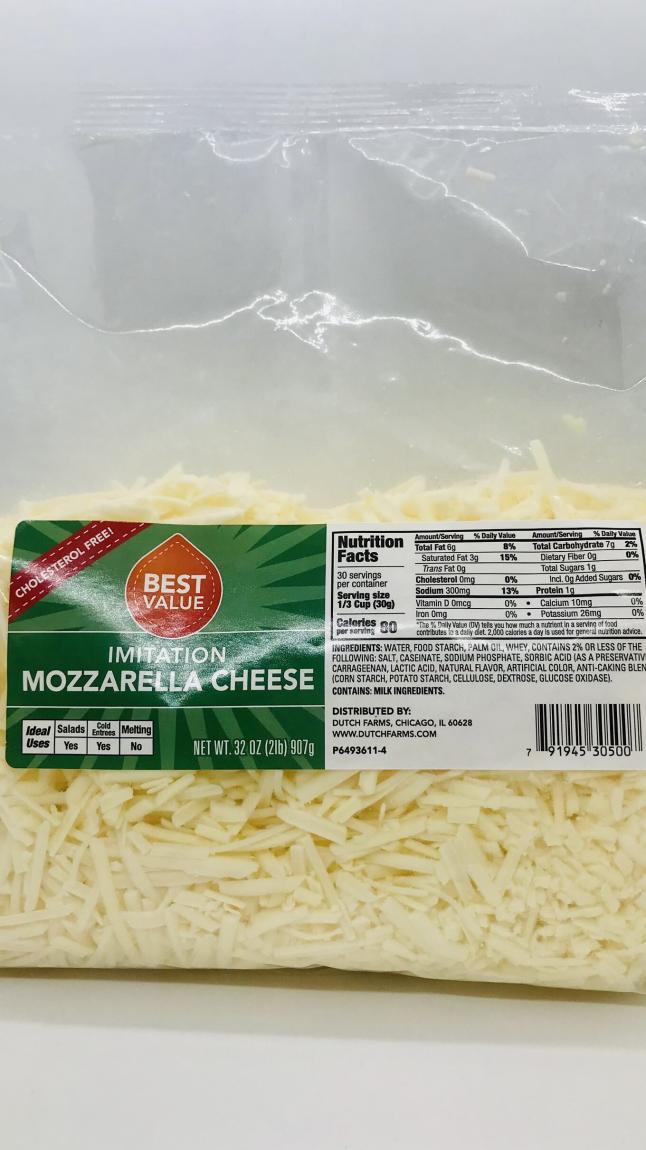 Best Value Imitation  Mozzarella 2Lb 907g.